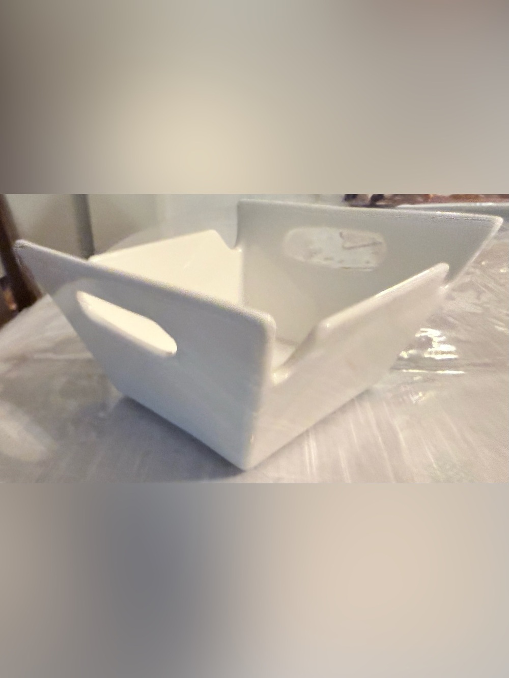 Storehouse White ceramic square basket good for serving berries small side dish - Picture 6 of 11